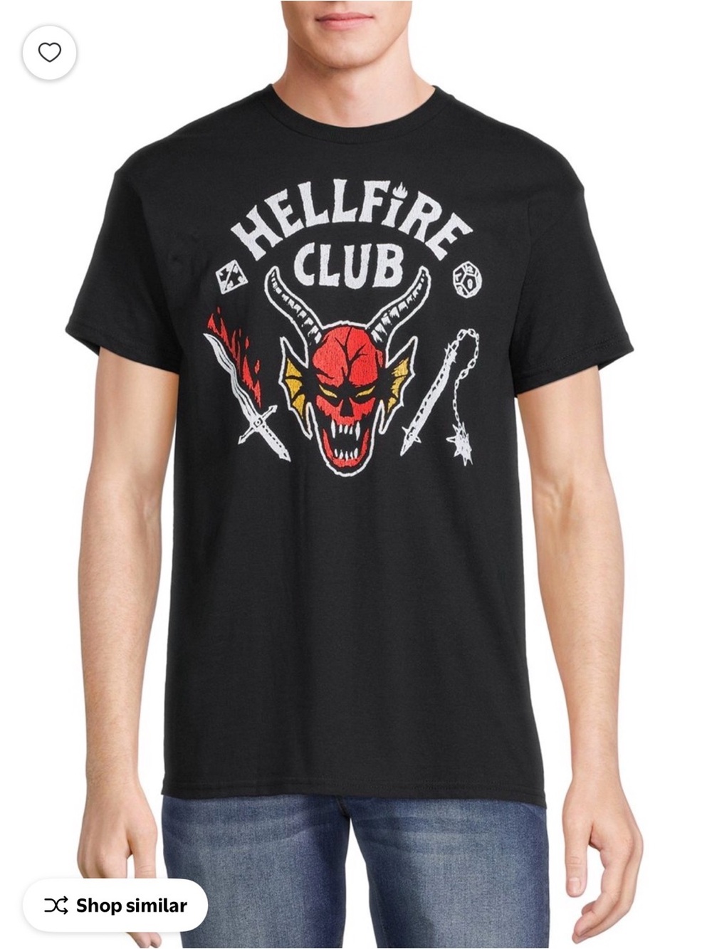 Netflix Black Hellfire Club Graphic Tee with Red & Yellow Demon